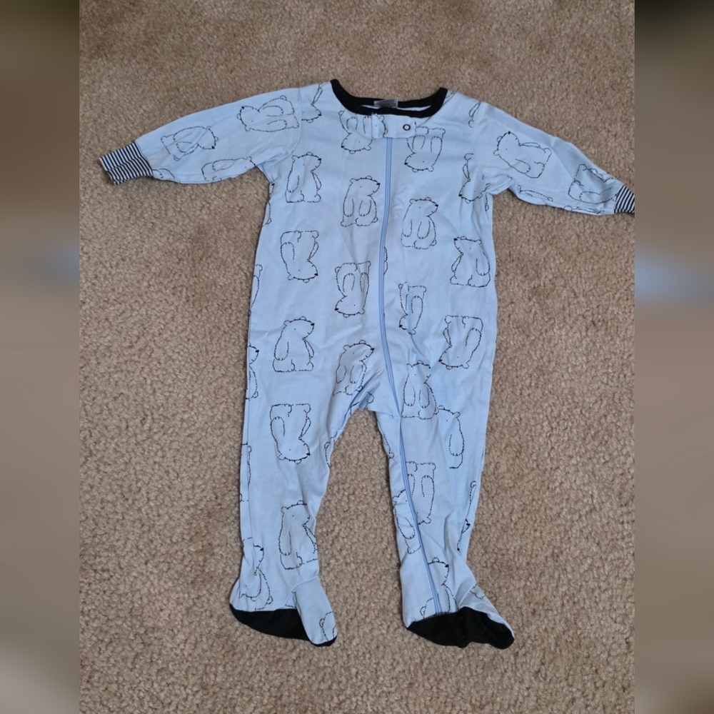 Gerber Light Blue Bear Print Footie 3-6M